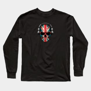 Dark Skull Deejay with British Flag Long Sleeve T-Shirt